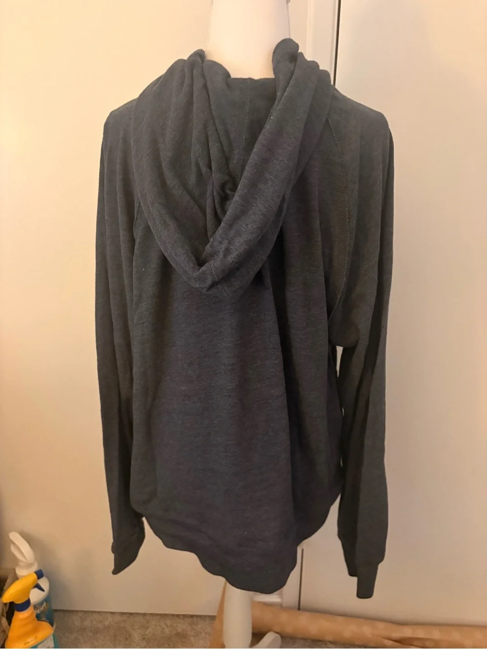 MV Sport Navy V-Neck Hooded Sweater with White Drawstrings